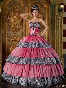 Luxurious Quinceanera Gown Dresses in Zebra with Ruffles and Sweetheart