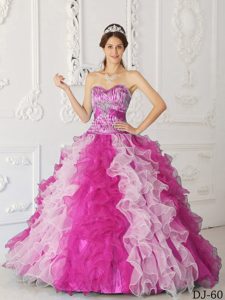 A-line Sweetheart Organza Quinceanera Dress in Multi-color with Beading