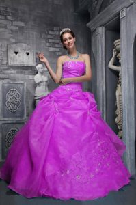 Strapless Taffeta and Organza Memorable Quinceanera Dress in Hot Pink