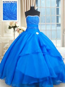 Sleeveless Court Train Beading and Lace and Sequins Lace Up Quinceanera Dresses
