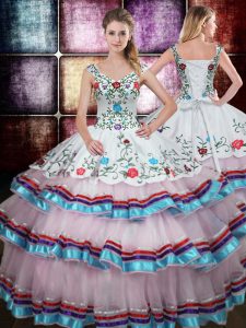 Hot Selling Multi-color Straps Neckline Beading and Embroidery Sweet 16 Quinceanera Dress Sleeveless Lace Up