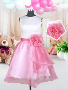 Amazing Scoop Organza Sleeveless Mini Length Child Pageant Dress and Hand Made Flower