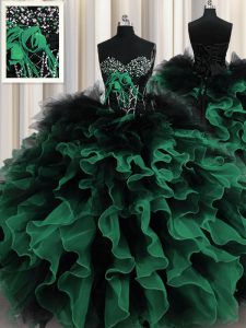 Dynamic Multi-color Sweetheart Neckline Beading and Ruffles Quinceanera Dresses Sleeveless Lace Up