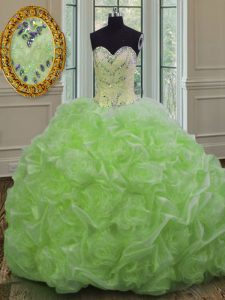 Lace Up Sweetheart Beading Quinceanera Dresses Organza Sleeveless Sweep Train
