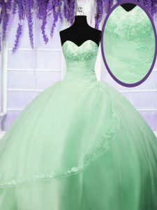 Decent Lace Up Quinceanera Dress Appliques Sleeveless Floor Length