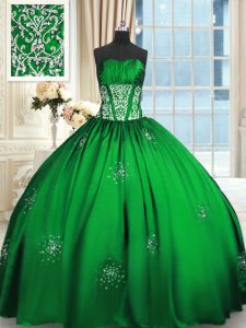 Decent Sleeveless Beading and Appliques and Ruching Floor Length Quinceanera Gown