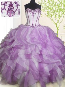 Gorgeous Sleeveless Beading and Ruffles Lace Up Quinceanera Dresses