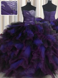 Discount Multi-color Sleeveless Beading and Ruffles Floor Length Sweet 16 Quinceanera Dress