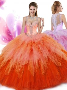Charming Floor Length Zipper Quinceanera Dress Multi-color for Military Ball and Sweet 16 and Quinceanera with Beading and Ruffles