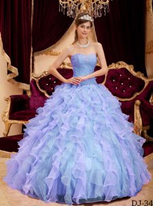 2013 Sweetheart Organza Quinceanera Dress with Beading and Ruffled Layers