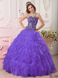 Ruffles Sweetheart Organza Beading Quinceanera Dress with Appliques